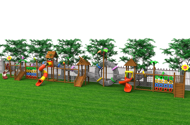 chilren's wood playground equipment HT-WD23007