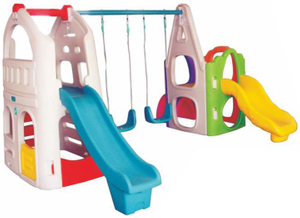 toddlers plastic playhouse with slide&swing seat SLWJ-016
