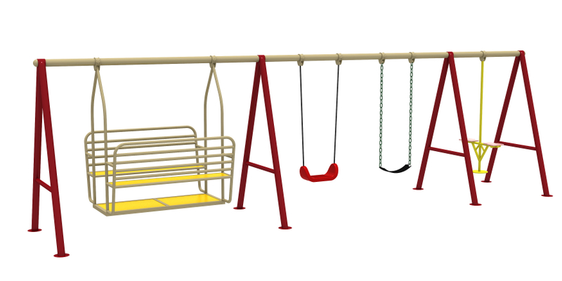 Galvanized Steel Tube Plastic Children Swing Slide Combination QQ-006