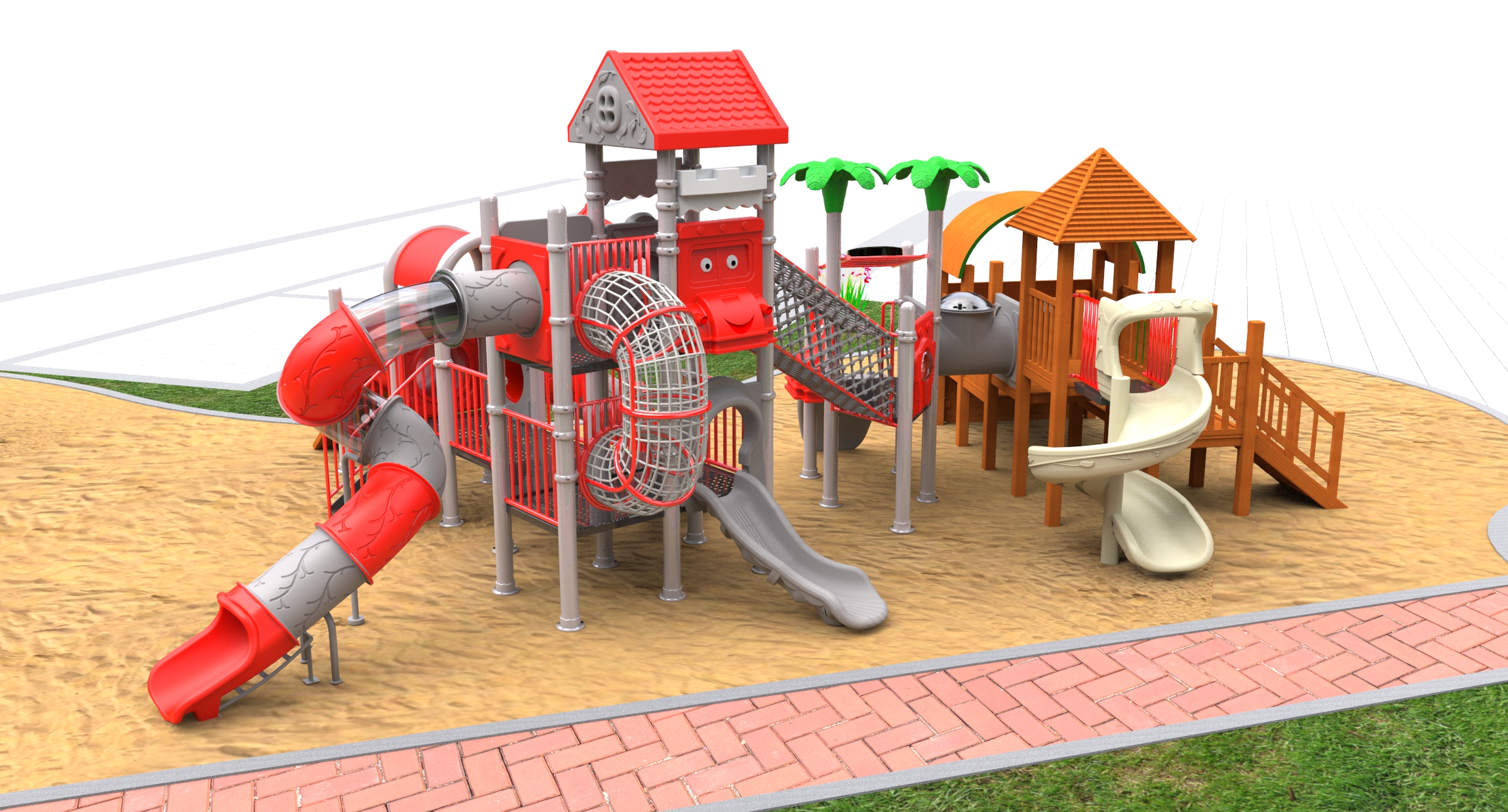indoor wooden playground HT-WD23001