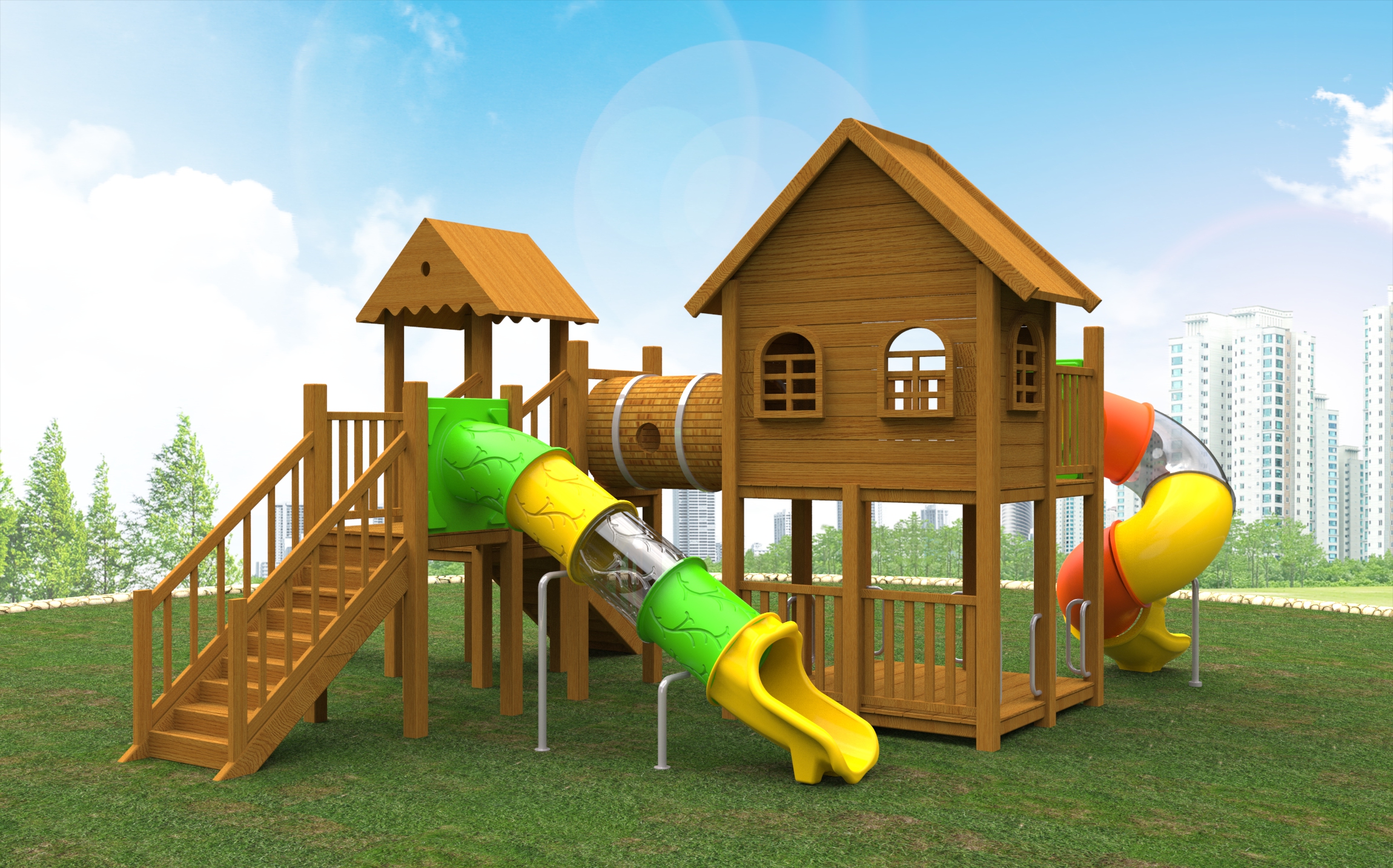 kids outdoor wooden playground equipment HT-WD23002