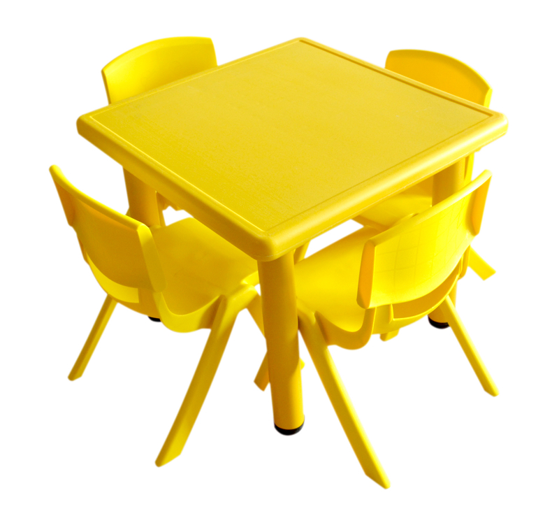 Kids Plastic Table and 4 Chairs Set Colorful Play School Home Fun Furniture SLZ-027