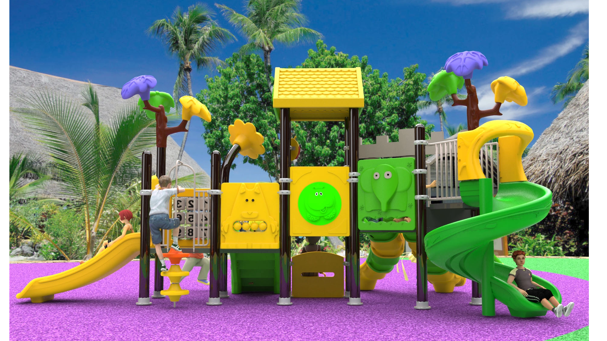 Colorful children playground park HT-14076