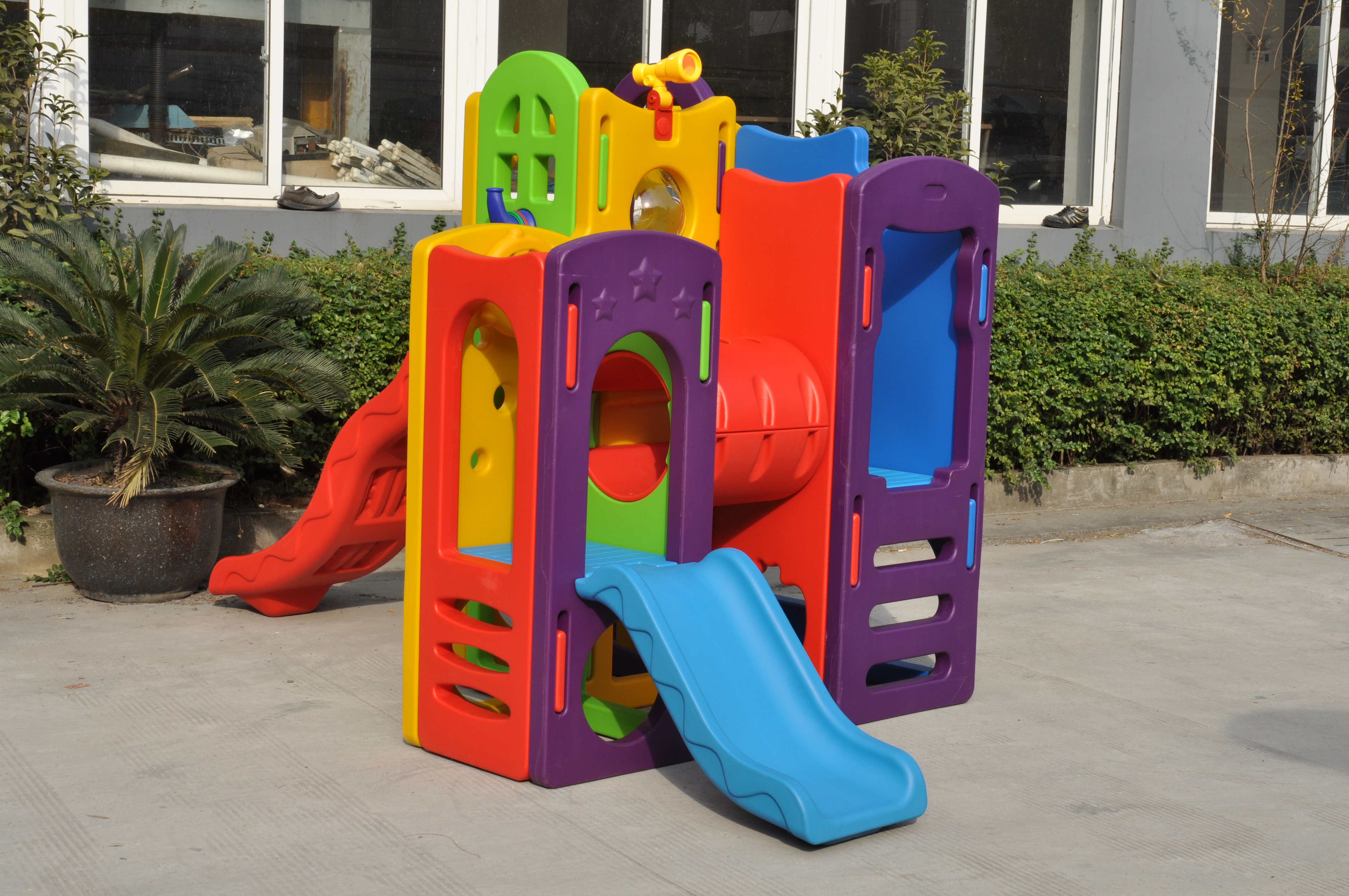 plastic cubby house with slide SLWJ-024
