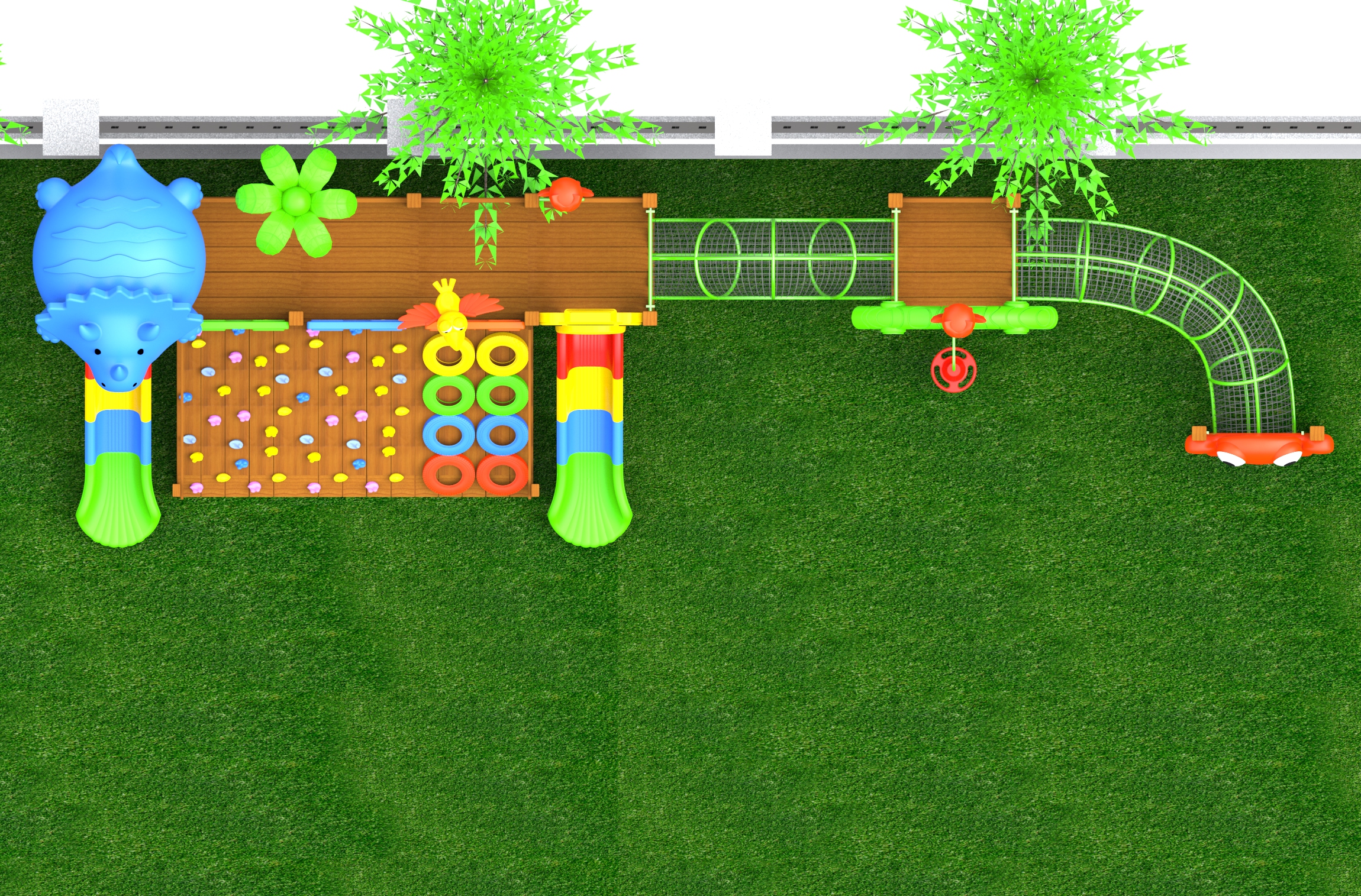 wooden playground equipment HT-WD23003