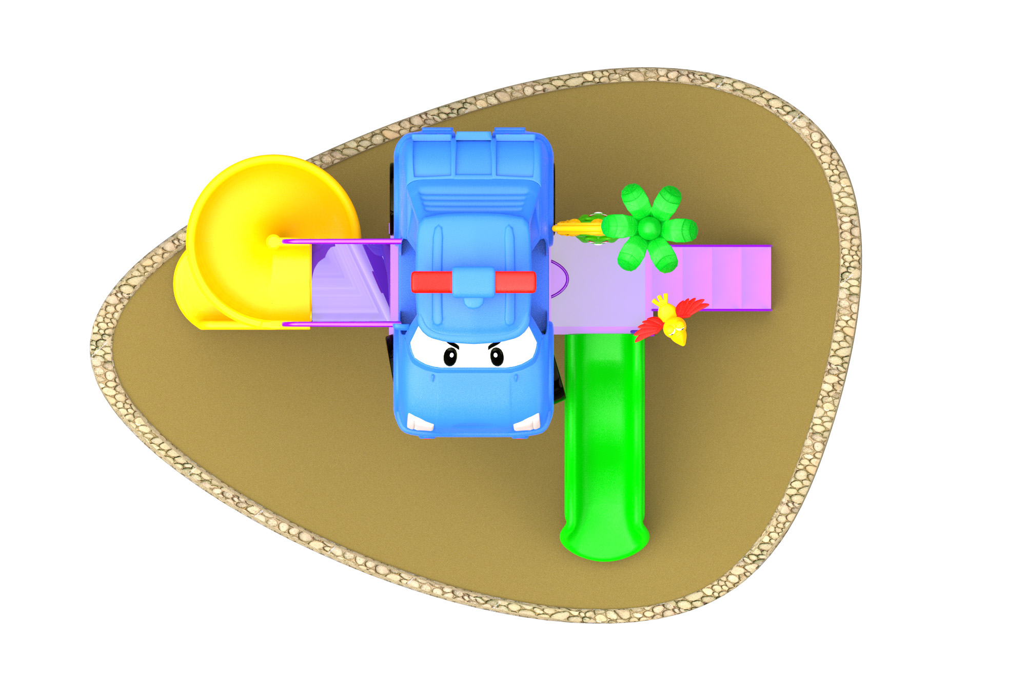kids plastic playhouse with slide playground equipment HT-55011