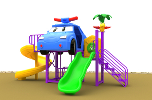 kids plastic playhouse with slide playground equipment HT-55011