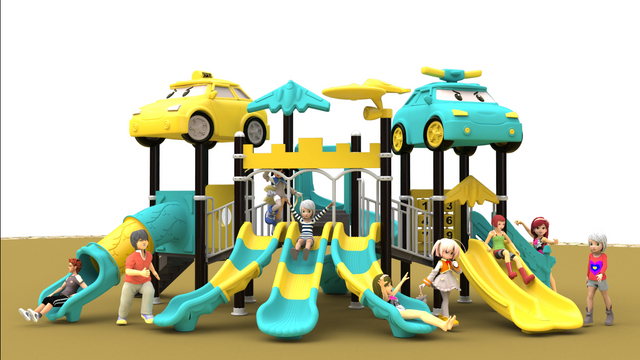 Colorful children playground park,Children's slides and playground made of plastic material HT-14023