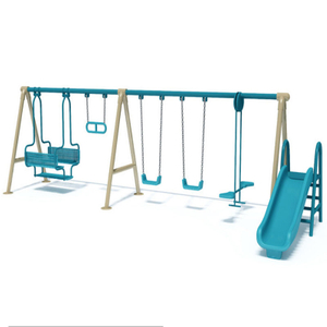 Outdoor Steel Pipe Fitness Swing Slide Commercial Used Amusement Park Cheap Children Playground For Kids QQ-005