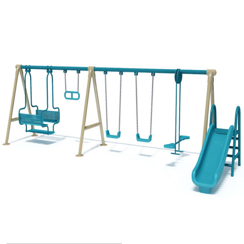Outdoor Steel Pipe Fitness Swing Slide Commercial Used Amusement Park Cheap Children Playground For Kids QQ-005
